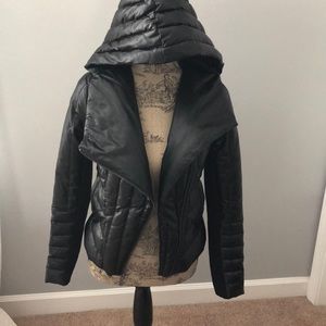 Faux leather jacket with Down/Feather filling.
